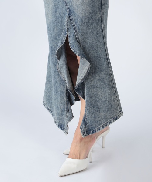 CECIL McBEE（セシルマクビー）の「フロントスリットデニムスカート（デニムスカート・レディース・ブラック/ケミカルウォッシュ・64/61）」の10枚目の写真