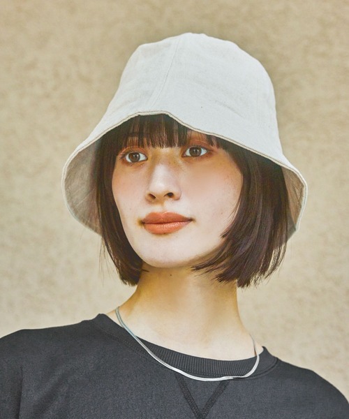 LAKOLE（ラコレ）の「麻混パネルハット / 286240（ハット・レディース・ブラック/アイボリー・FREE）」の2枚目の写真