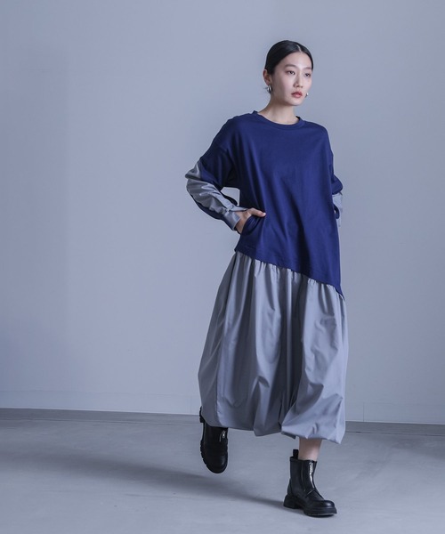 kOhAKU(コハク)の「異素材ドッキングバルーンワンピース(ワンピース・レディース・ブラック/ネイビー・2/1)」の4枚目の写真