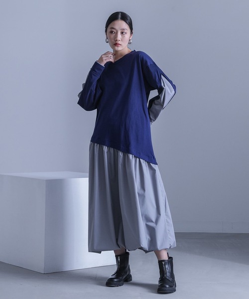 kOhAKU(コハク)の「異素材ドッキングバルーンワンピース(ワンピース・レディース・ブラック/ネイビー・2/1)」の5枚目の写真
