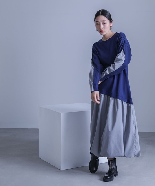 kOhAKU(コハク)の「異素材ドッキングバルーンワンピース(ワンピース・レディース・ブラック/ネイビー・2/1)」の6枚目の写真