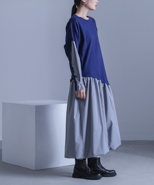 kOhAKU(コハク)の「異素材ドッキングバルーンワンピース(ワンピース・レディース・ブラック/ネイビー・2/1)」の8枚目の写真
