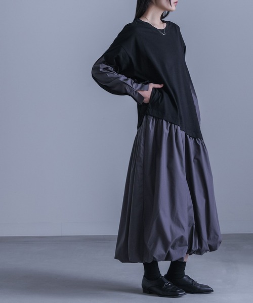 kOhAKU(コハク)の「異素材ドッキングバルーンワンピース(ワンピース・レディース・ブラック/ネイビー・2/1)」の14枚目の写真