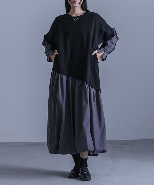 kOhAKU(コハク)の「異素材ドッキングバルーンワンピース(ワンピース・レディース・ブラック/ネイビー・2/1)」の15枚目の写真