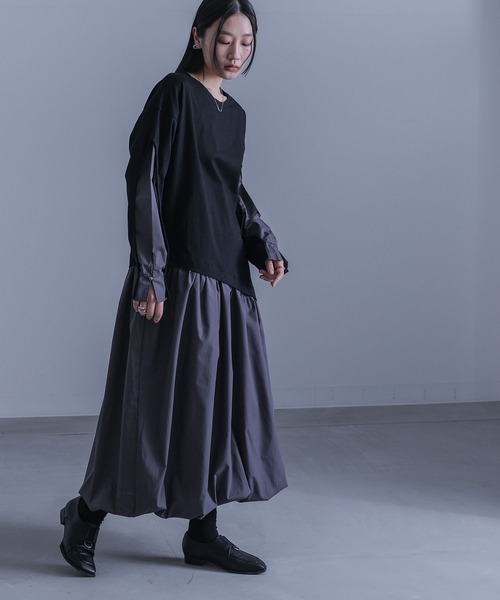 kOhAKU(コハク)の「異素材ドッキングバルーンワンピース(ワンピース・レディース・ブラック/ネイビー・2/1)」の16枚目の写真
