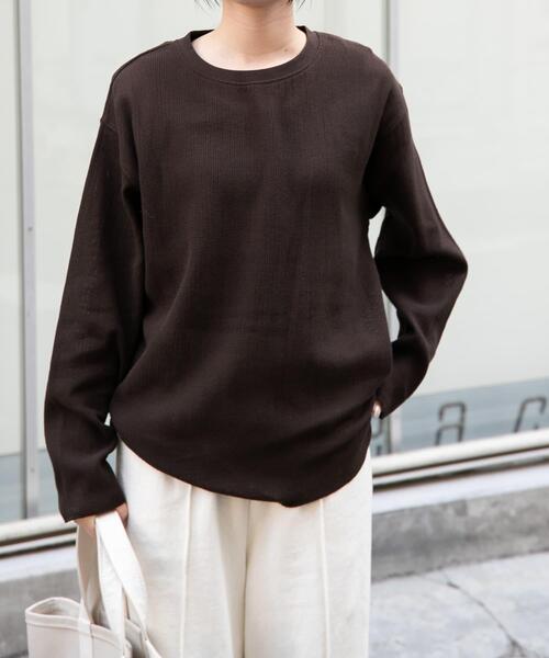 FORK&SPOON（フォークアンドスプーン）の「FORK&SPOON　メッシュロングスリーブプルオーバー（Tシャツ/カットソー・レディース・ブラウン/ブラック/オフホワイト・1）」の3枚目の写真