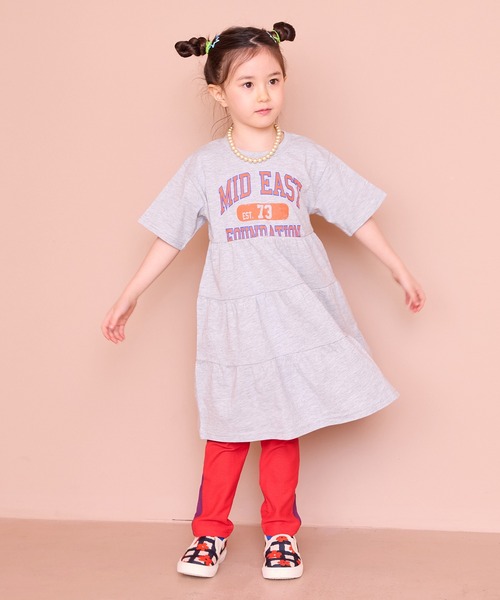 Life Support Products（ライフサポートプロダクツ）の「【COTTON from U.S.A】ティアード半袖ワンピース（ワンピース・キッズ・杢グレー/ライトブルー/チャコール・90/100/110/120/130/140/150）」の8枚目の写真