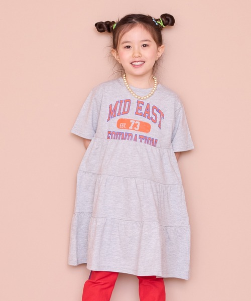 Life Support Products（ライフサポートプロダクツ）の「【COTTON from U.S.A】ティアード半袖ワンピース（ワンピース・キッズ・杢グレー/ライトブルー/チャコール・90/100/110/120/130/140/150）」の9枚目の写真