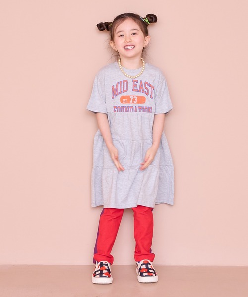 Life Support Products（ライフサポートプロダクツ）の「【COTTON from U.S.A】ティアード半袖ワンピース（ワンピース・キッズ・杢グレー/ライトブルー/チャコール・90/100/110/120/130/140/150）」の7枚目の写真