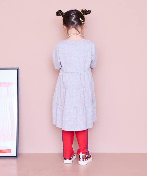 Life Support Products（ライフサポートプロダクツ）の「【COTTON from U.S.A】ティアード半袖ワンピース（ワンピース・キッズ・杢グレー/ライトブルー/チャコール・90/100/110/120/130/140/150）」の6枚目の写真