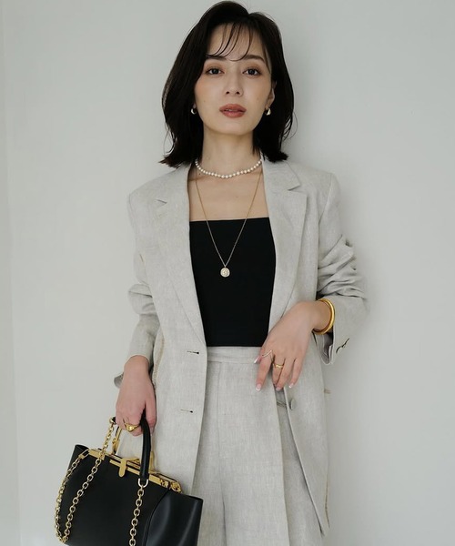 anuans(アニュアンス)の「リネンテーラードジャケット(テーラードジャケット・レディース・ベージュ/ベージュ系その他/ブラウン・FREE)」の4枚目の写真