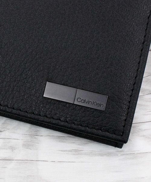 セール】CK ロゴプレート 2つ折りロングウォレット レザー長財布