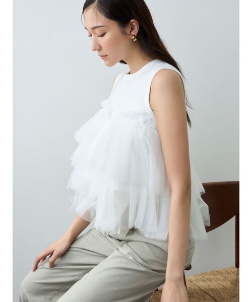 MSGM ペプラムTシャツ　カットソー OUNNOUN】デザインペプラムタンクトップ（Tシャツ/カットソー