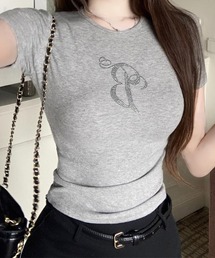 lilful（リルフル）の「ロゴビジュー エンジェルモチーフ ラインストーンT（Tシャツ/カットソー・レディース）」
