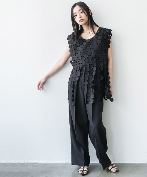 mili an deni（ミリアンデニ）の「ヴィンテージワッシャーコクーンワイドパンツ（スラックス・レディース・モカ/ブラック/アイボリー・M）」の9枚目の写真