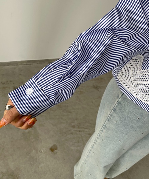 antic rag(アンティックラグ)の「リボンレースブラウス(シャツ/ブラウス・レディース・ブラック/ストライプ/ホワイト・FREE)」の11枚目の写真