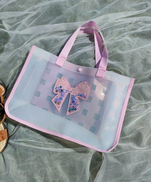 Marble Line（マーブルライン）の「クリアキラキラプールバッグ（スイムグッズ・キッズ・ピンク/ラベンダー/オレンジ/オフホワイト/サックスブルー・FREE）」の11枚目の写真