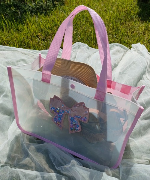 Marble Line（マーブルライン）の「クリアキラキラプールバッグ（スイムグッズ・キッズ・ピンク/ラベンダー/オレンジ/オフホワイト/サックスブルー・FREE）」の12枚目の写真