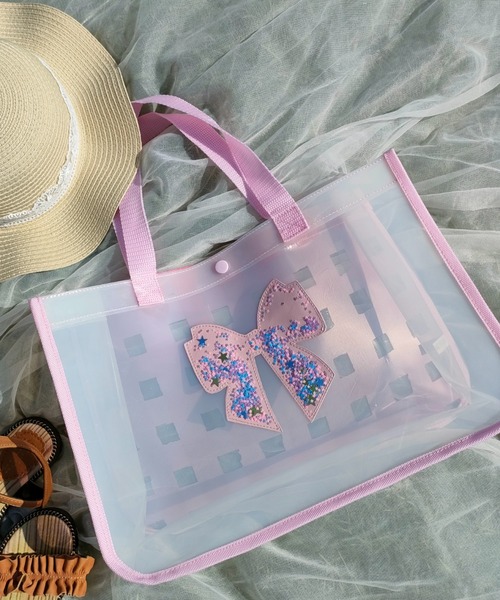 Marble Line（マーブルライン）の「クリアキラキラプールバッグ（スイムグッズ・キッズ・ピンク/ラベンダー/オレンジ/オフホワイト/サックスブルー・FREE）」の16枚目の写真