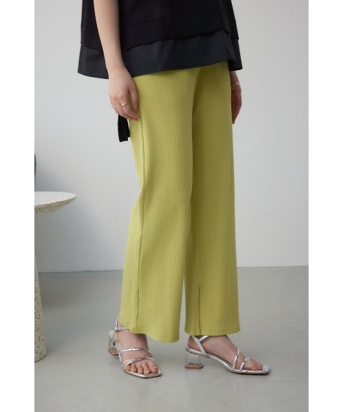 AZUL by moussy(アズールバイマウジー)の「リブタイトフレアパンツ 春服 秋服 美シルエット リブパンツ ウエストゴム(スラックス・レディース・ブラック/イエロー/ライトグレー・FREE)」の13枚目の写真