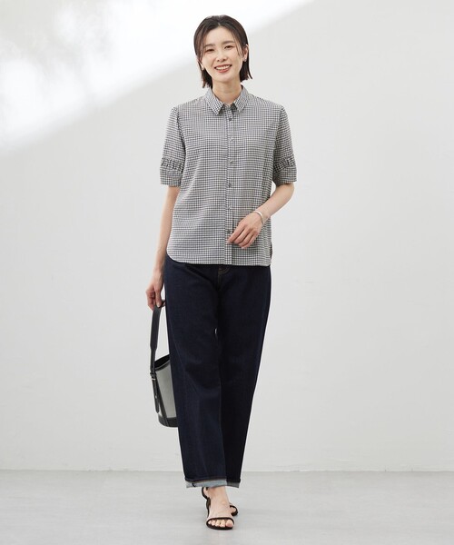J.PRESS Ladies(J.プレス レディス)の「【洗える】アセVisギンガム シャツ ブラウス(シャツ/ブラウス・レディース・ネイビー系3/ふじ色系3/グレー系3・XS)」の6枚目の写真