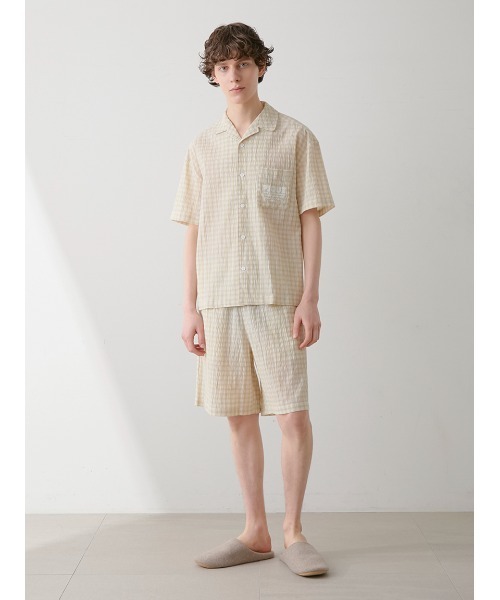 セール】【HOMME】マルチチェックハーフパンツ（ルームウェア