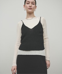 Docking bustier sheer knit tops / ドッキングビスチェシアーニットトップス