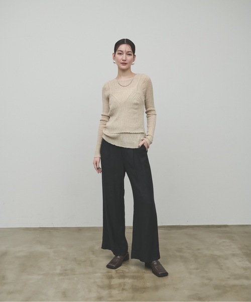 Lutim by u(ルチバイユー)の「Docking bustier sheer knit tops / ドッキングビスチェシアーニットトップス(Tシャツ/カットソー・レディース・ベージュ/ホワイト/グレー・FREE)」の17枚目の写真
