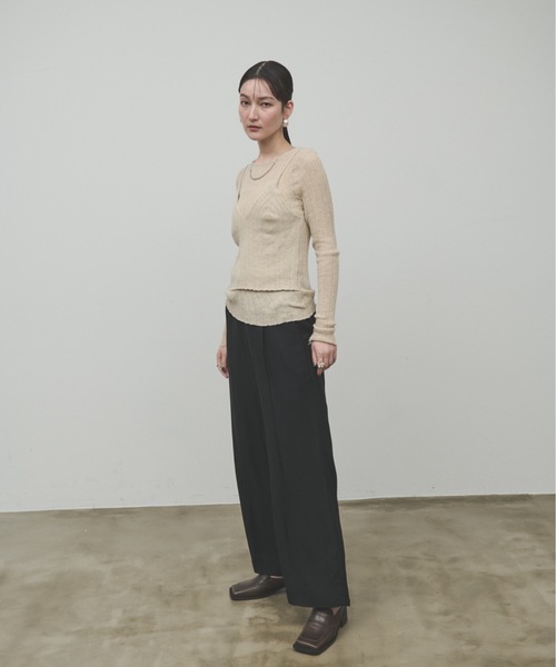 Lutim by u(ルチバイユー)の「Docking bustier sheer knit tops / ドッキングビスチェシアーニットトップス(Tシャツ/カットソー・レディース・ベージュ/ホワイト/グレー・FREE)」の18枚目の写真