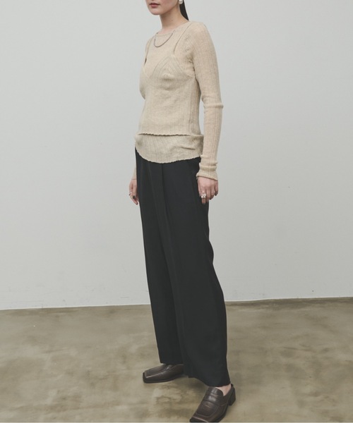 Lutim by u(ルチバイユー)の「Docking bustier sheer knit tops / ドッキングビスチェシアーニットトップス(Tシャツ/カットソー・レディース・ベージュ/ホワイト/グレー・FREE)」の8枚目の写真