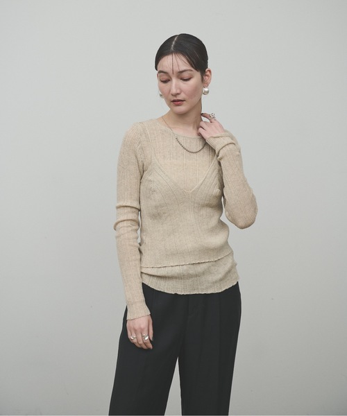 Lutim by u(ルチバイユー)の「Docking bustier sheer knit tops / ドッキングビスチェシアーニットトップス(Tシャツ/カットソー・レディース・ベージュ/ホワイト/グレー・FREE)」の11枚目の写真