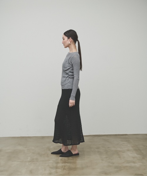 Lutim by u(ルチバイユー)の「Docking bustier sheer knit tops / ドッキングビスチェシアーニットトップス(Tシャツ/カットソー・レディース・ベージュ/ホワイト/グレー・FREE)」の20枚目の写真