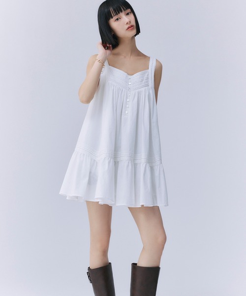 コットンレースフレアワンピース rienda | コットンレースフレアワンピース (ワンピース(ロング
