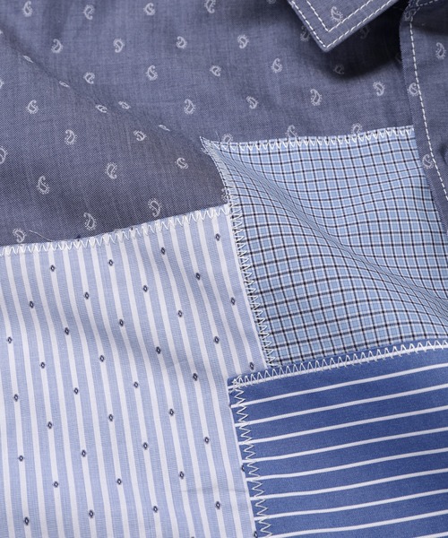 セール】PATCH WORK HALF SLEEVE SHIRT（シャツ/ブラウス