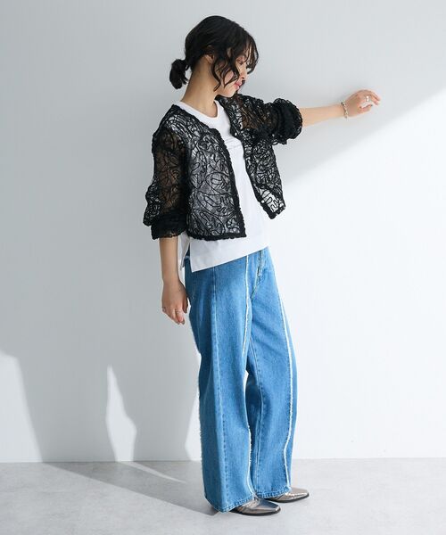 ELENCARE DUE（エレンカーレデュエ）の「・ELENCARE DUE 2wayコードレースカーデ（カーディガン/ボレロ・レディース・チャコールグレー/ブラック/アイボリー・FREE）」の6枚目の写真