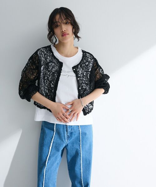 ELENCARE DUE（エレンカーレデュエ）の「・ELENCARE DUE 2wayコードレースカーデ（カーディガン/ボレロ・レディース・チャコールグレー/ブラック/アイボリー・FREE）」の9枚目の写真