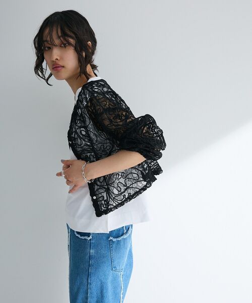 ELENCARE DUE（エレンカーレデュエ）の「・ELENCARE DUE 2wayコードレースカーデ（カーディガン/ボレロ・レディース・チャコールグレー/ブラック/アイボリー・FREE）」の10枚目の写真