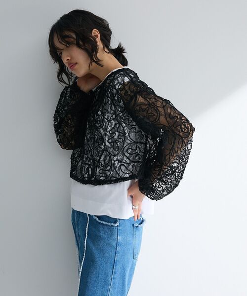 ELENCARE DUE（エレンカーレデュエ）の「・ELENCARE DUE 2wayコードレースカーデ（カーディガン/ボレロ・レディース・チャコールグレー/ブラック/アイボリー・FREE）」の12枚目の写真