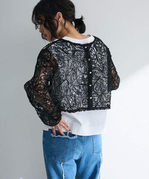 ELENCARE DUE（エレンカーレデュエ）の「・ELENCARE DUE 2wayコードレースカーデ（カーディガン/ボレロ・レディース・チャコールグレー/ブラック/アイボリー・FREE）」の13枚目の写真