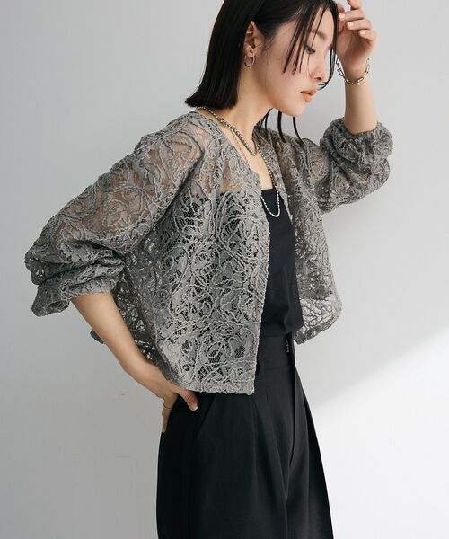 ELENCARE DUE（エレンカーレデュエ）の「・ELENCARE DUE 2wayコードレースカーデ（カーディガン/ボレロ・レディース・チャコールグレー/ブラック/アイボリー・FREE）」の18枚目の写真