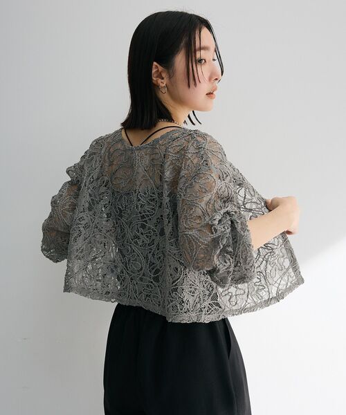 ELENCARE DUE（エレンカーレデュエ）の「・ELENCARE DUE 2wayコードレースカーデ（カーディガン/ボレロ・レディース・チャコールグレー/ブラック/アイボリー・FREE）」の19枚目の写真