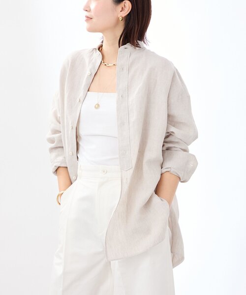 TICCA(ティッカ)の「TICCA ティッカ 別注リネンスクエアビッグシャツ TBES-402(シャツ/ブラウス・レディース・ホワイト/オリーブ/ベージュ/ネイビー/ピンク・FREE)」の4枚目の写真