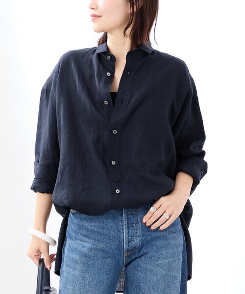 TICCA(ティッカ)の「TICCA ティッカ 別注リネンスクエアビッグシャツ TBES-402(シャツ/ブラウス・レディース・ホワイト/オリーブ/ベージュ/ネイビー/ピンク・FREE)」の5枚目の写真