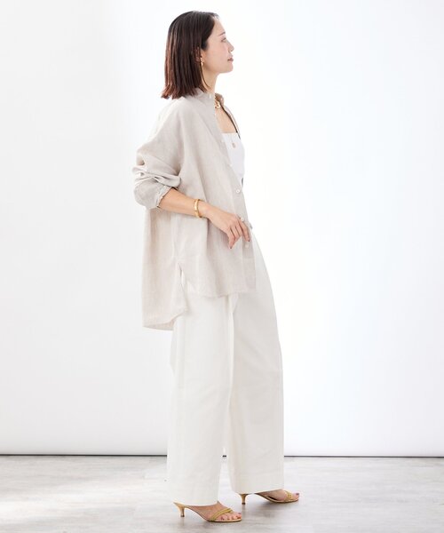 ティッカ スクエアビッグシャツ リネン ソメロス生地 麻 ベージュ F pt8 TICCA(ティッカ)】 LINEN SQUARE BIG SHIRT|allureville