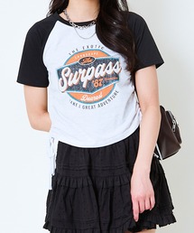 《ドロスト裾×ラグランスリーブ》レディース ロゴプリントTシャツ サマ見え 春夏秋