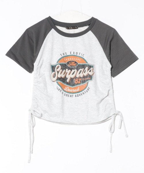 GORGE（ゴージ）の「《ドロスト裾×ラグランスリーブ》レディース ロゴプリントTシャツ サマ見え 春夏秋（Tシャツ/カットソー・レディース・オートミール/オフホワイト/カーキ/チャコールグレー・F）」の2枚目の写真