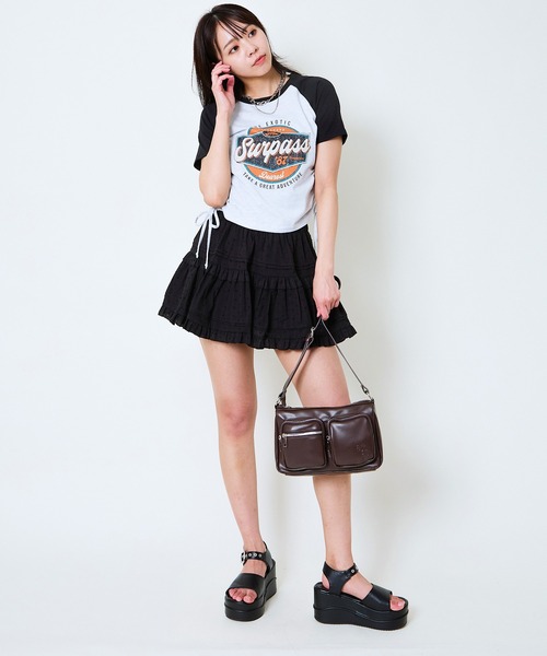 GORGE（ゴージ）の「《ドロスト裾×ラグランスリーブ》レディース ロゴプリントTシャツ サマ見え 春夏秋（Tシャツ/カットソー・レディース・オートミール/オフホワイト/カーキ/チャコールグレー・F）」の7枚目の写真