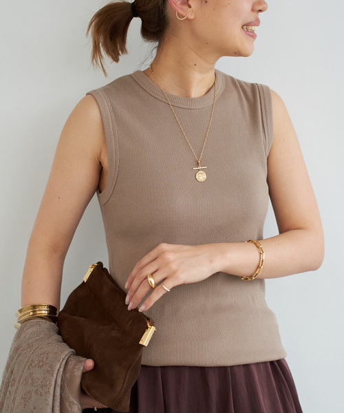 Deuxieme Classe（ドゥーズィエムクラス）の「*追加 dignity sleeveless（Tシャツ/カットソー・レディース・ブラック/チョコ/カーキ/ホワイト/ライトホワイト/ウッド/ボルドー・FREE）」の4枚目の写真