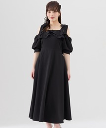 ショルダーリボンオフショルワンピース
