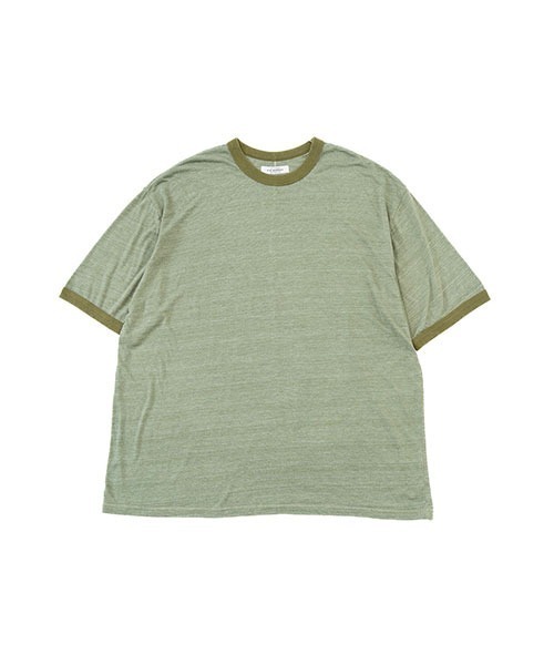 HOLLYWOOD RANCH MARKET（ハリウッドランチマーケット）の「レーヨンテンジク　リンガーTシャツ（Tシャツ/カットソー・メンズ・オリーブ/チャコール/ホワイト・MEDIUM/LARGE/X-LARGE/SMALL）」の3枚目の写真